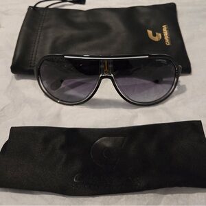 New CARRERA 1057/S mens Aviator Sunglasses UV protect. Black&Silver Pilot Design